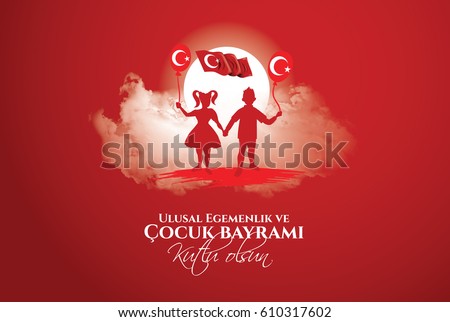 vector illustration of the cocuk baryrami 23 nisan , translation: Turkish April 23 National Sovereignty and Children's Day, graphic design to the Turkish holiday, kids icon, children logo. vector illustration of the cocuk baryrami 23 nisan , translation: Turkish April 23 National Sovereignty and Children's Day, graphic design to the Turkish holiday, kids icon, children logo.