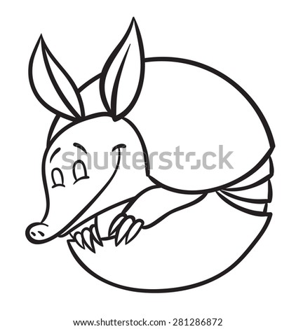 Vector illustration of happy cartoon funny armadillo - stock vector