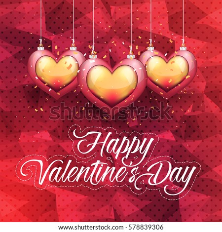 Polygonal Postcard with Happy Valentines Day Celebration Design. Greeting Card Design, Vector Colorful Love Text Elements, Low Poly Background or Flyer, Poster Polygonal Postcard with Happy Valentines Day Celebration Design. Greeting Card Design, Vector Colorful Love Text Elements, Low Poly Background or Flyer, Poster