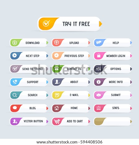 Glossy Style Multicolored Website Buttons Set, Vector Colorful Web Layout Elements Collection Glossy Style Multicolored Website Buttons Set, Vector Colorful Web Layout Elements Collection