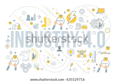 Industry 4.0 Concept Business Control, Web Infographics Elements Industry 4.0 Concept Business Control, Web Infographics Elements