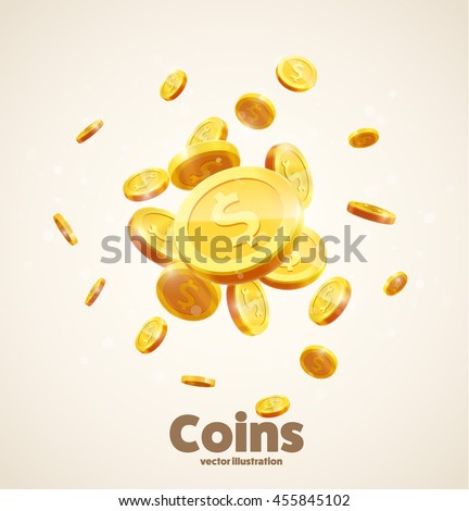 gold coins falling 3d realistic vector coin icon with shadows isolated on white eps 10 - stock vector gold coins falling 3d realistic vector coin icon with shadows isolated on white eps 10 - stock vector