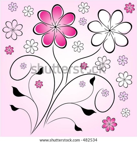 Blue Floral Decoration On White Background Stock Illustration 54992374