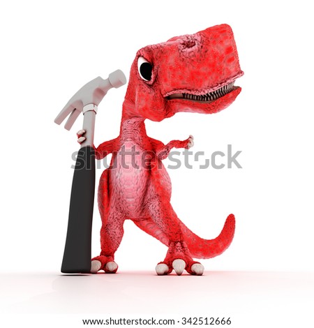 dinosaur with hammer on head