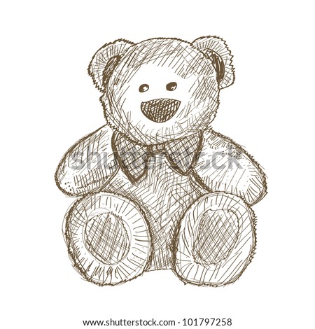 Hand Drawn Teddy Bear Isolated On Stock Vector 101797258 Shutterstock