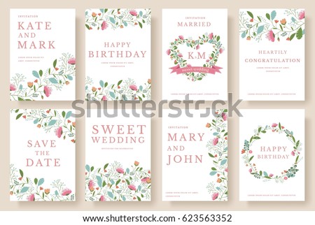 Set of flower wedding ornament concept. Art traditional, magazine, book, poster, abstract, element. Vector layout decorative ethnic greeting card or invitation design background Set of flower wedding ornament concept. Art traditional, magazine, book, poster, abstract, element. Vector layout decorative ethnic greeting card or invitation design background