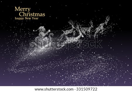 Santa Claus giving gifts, vector particles illustrations. - stock vector Santa Claus giving gifts, vector particles illustrations. - stock vector