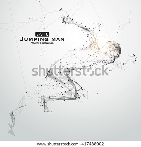 Running Man, points, lines and connected to form, vector illustration. - stock vector Running Man, points, lines and connected to form, vector illustration. - stock vector