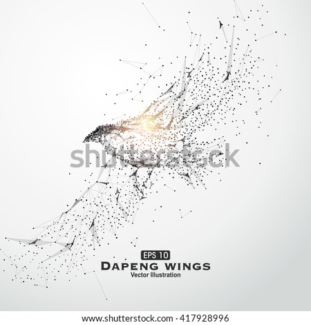 Eagle wings, points, lines and connected to form, vector illustration. - stock vector Eagle wings, points, lines and connected to form, vector illustration. - stock vector