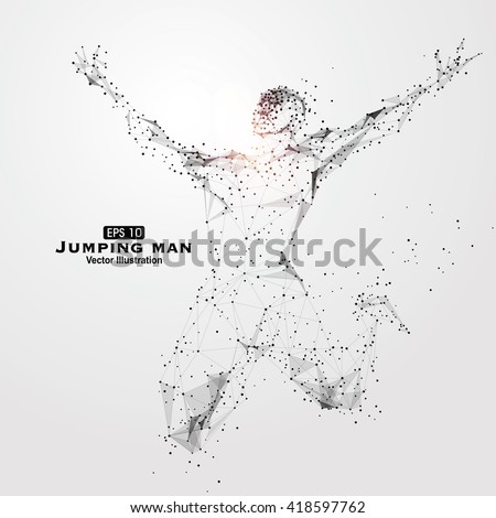 Jump man, points, lines and connected to form, vector illustration. - stock vector Jump man, points, lines and connected to form, vector illustration. - stock vector