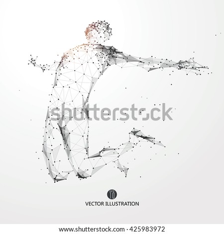 Jump man, points, lines and connected to form, vector illustration. - stock vector Jump man, points, lines and connected to form, vector illustration. - stock vector
