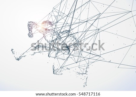 Running Man,Network connection turned into, vector illustration. Running Man,Network connection turned into, vector illustration.