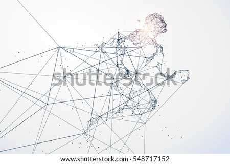 Running Man,Network connection turned into, vector illustration. Running Man,Network connection turned into, vector illustration.