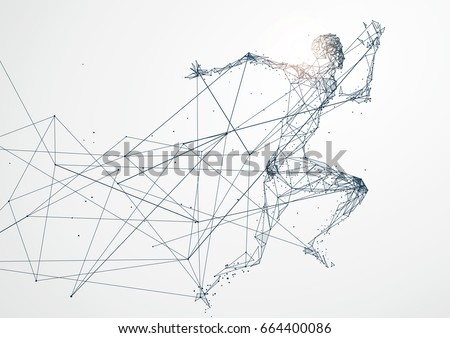 Running Man,Network connection turned into, vector illustration. Running Man,Network connection turned into, vector illustration.