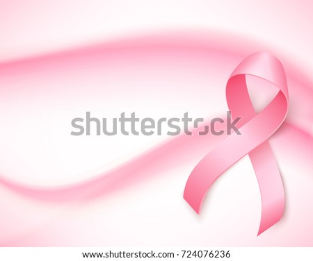 Realistic pink ribbon, breast cancer awareness symbol, vector illustration Realistic pink ribbon, breast cancer awareness symbol, vector illustration