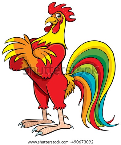 Cock Chanticleer Rooster Vector Cartoon Illustration Stock Vector