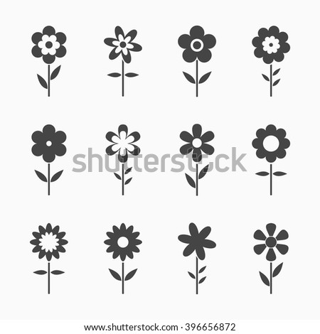 Flower Icons Pattern White Background Stock Vector 173574869 - Shutterstock