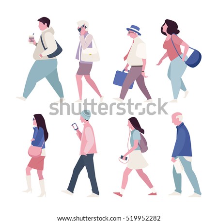 street walking people vector illustration flat design street walking people vector illustration flat design