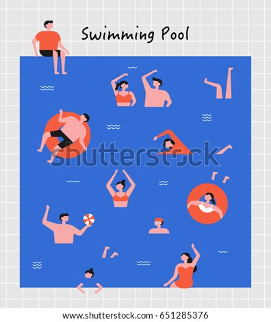 hot summer swimming people vector illustration flat design hot summer swimming people vector illustration flat design