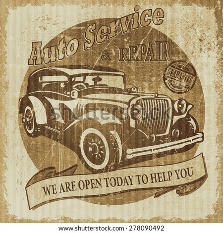 Stock Images similar to ID 134517410 - auto service retro poster.