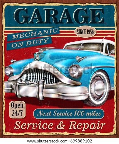 Vector Illustration In Rank M Rank Vintage Garage Retro Poster