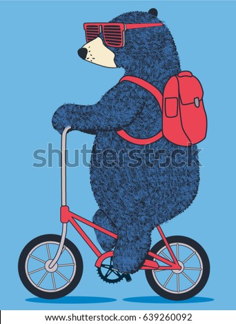 cute bear on bicycle. vector t shirt graphic design for kids cute bear on bicycle. vector t shirt graphic design for kids