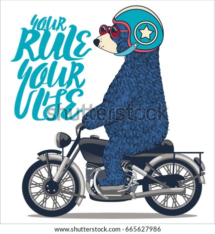 cute bear on motorcycle. vector t shirt graphic design for kids cute bear on motorcycle. vector t shirt graphic design for kids