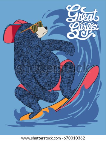 cute surfer bear vector design cute surfer bear vector design