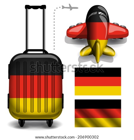 Flag Travel Luggage Trolley Bag Plane Stock Vector 206900302 - Shutterstock