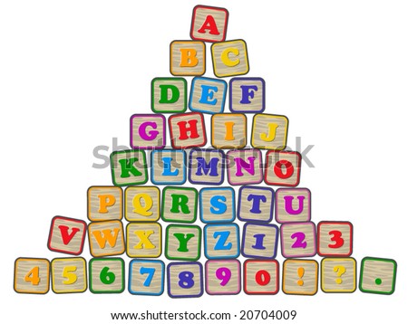 vector illustration of children's building blocks showing the alphabet