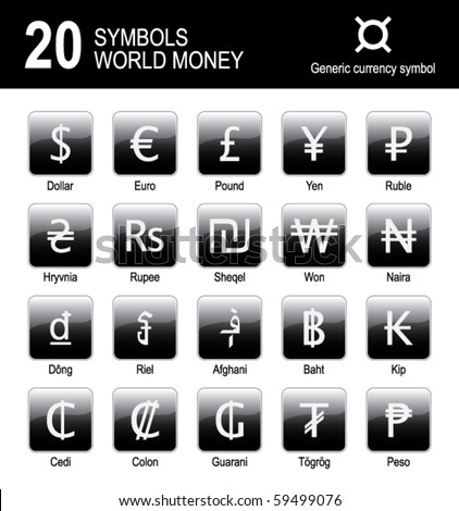 Symbols of world money - stock vector