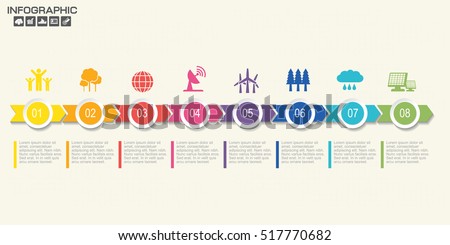 Timeline infographics design template with 8 options, process diagram, vector eps10 illustration Timeline infographics design template with 8 options, process diagram, vector eps10 illustration