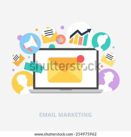 Email marketing concept vector illustration, flat style - stock vector