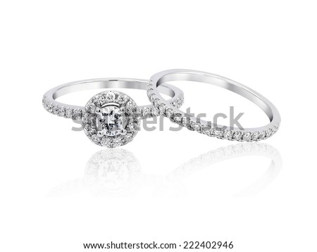 Wedding platinum diamond ring isolated on white background - stock ...