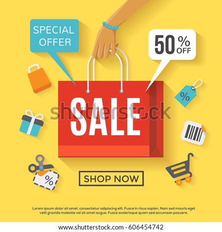 Sale poster with shopping bag Sale poster with shopping bag