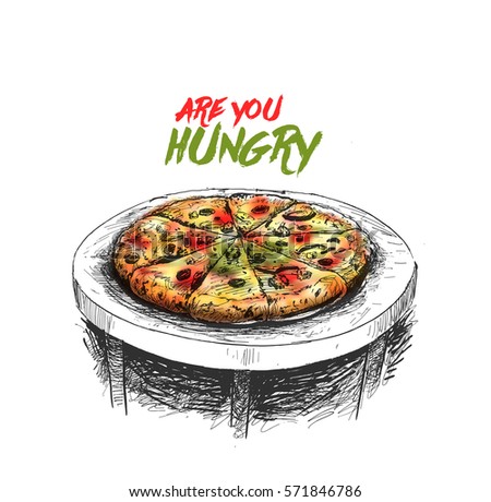 pizza, Hand Drawn Sketch Vector illustration. pizza, Hand Drawn Sketch Vector illustration.