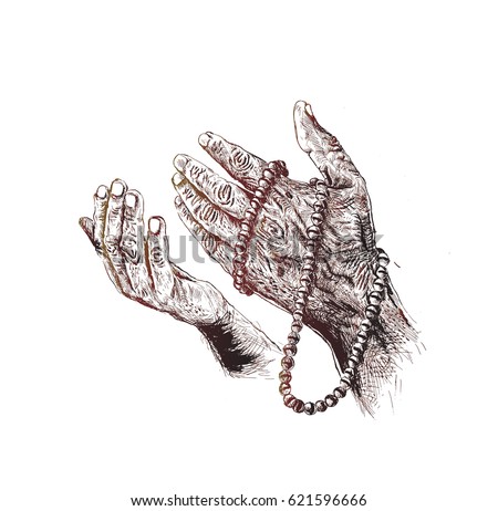 Praying hands with rosary, Hand Drawn Sketch Vector Background. Praying hands with rosary, Hand Drawn Sketch Vector Background.
