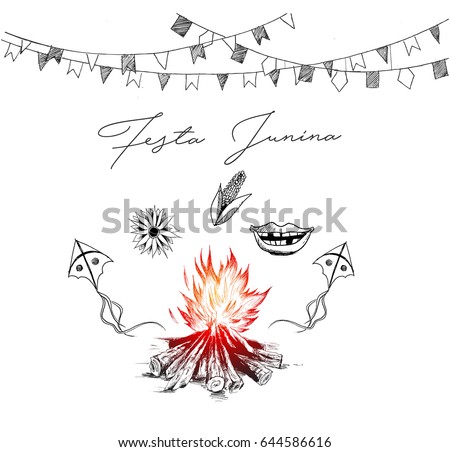 Festa Junina illustration - traditional Brazil june festival party, Party decoration vector. Bunting banners. Festa Junina illustration - traditional Brazil june festival party, Party decoration vector. Bunting banners.