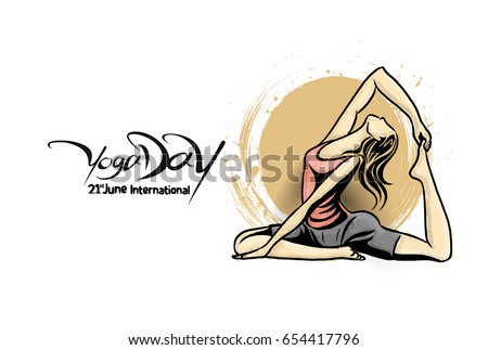 Woman practicing yoga pose, 21st june international yoga day, vector illustration. Woman practicing yoga pose, 21st june international yoga day, vector illustration.