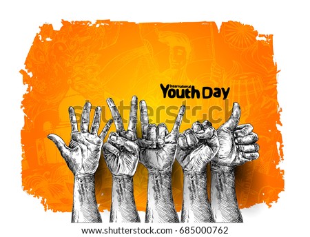 International Youth day,12 August, Hand Drawn Sketch Vector illustration. International Youth day,12 August, Hand Drawn Sketch Vector illustration.