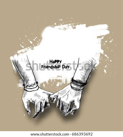 Friendship day with holding promise hand, Hand Drawn Sketch Vector illustration. Friendship day with holding promise hand, Hand Drawn Sketch Vector illustration.