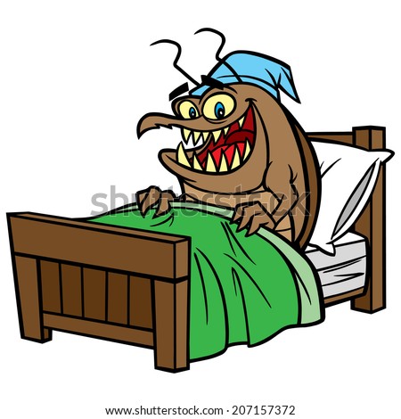 Bed Bug in Bed - stock vector