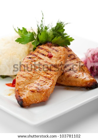 on Breast breaded Vegetables with bbq on and Lavash Chicken breast Grilled Pickled chicken BBQ on Breast breaded Vegetables with bbq on and Lavash Chicken breast Grilled Pickled chicken BBQ