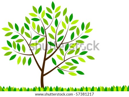 Vector Decorative Branch Silhouette Green Leaves Stock Vector 95898007