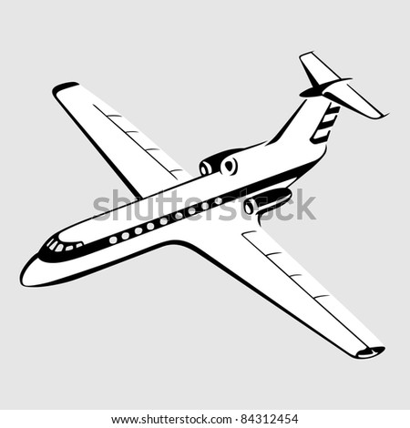 Private Jet Airplane Vector Drawing Isolated Stock Vector 180269426