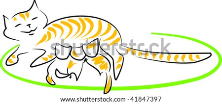 Breastfeeding Cat Stock Vector 41847397 - Shutterstock