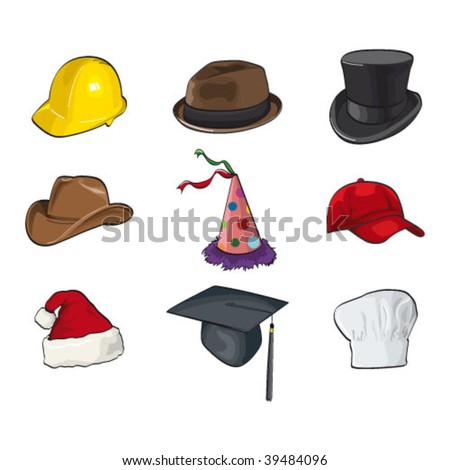 Hats Caps Clip Art Collection Detailed Stock Vector 63609109 - Shutterstock