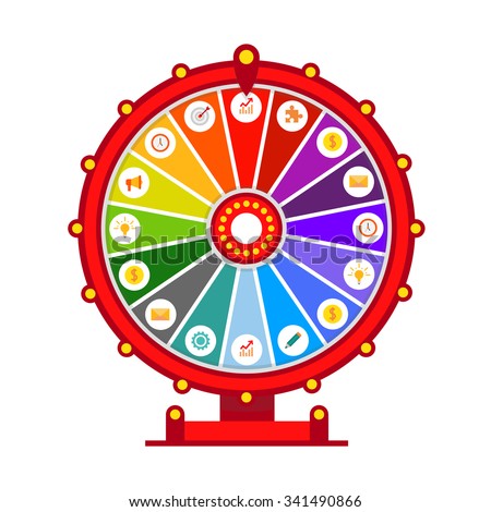 Wheel of fortune vector infographic elements, flat design isolated on