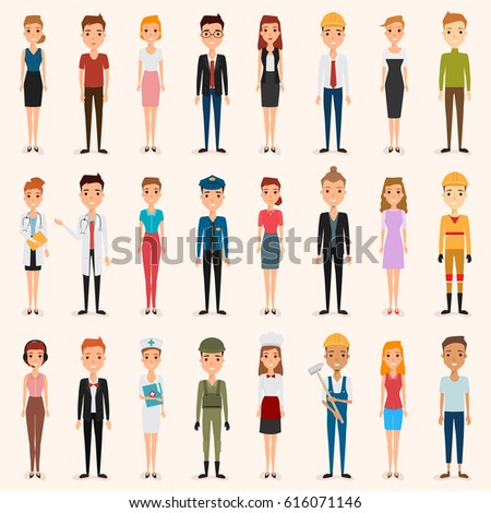 set of people in occupation. illustration vector of a flat design. set of people in occupation. illustration vector of a flat design.