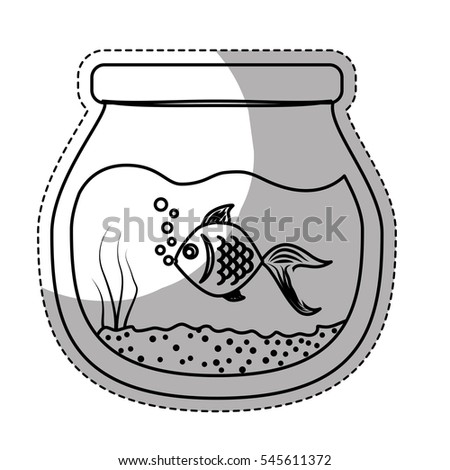 Fish Bowl Cartoon Vector Illustration Black Stock Vector 174673253